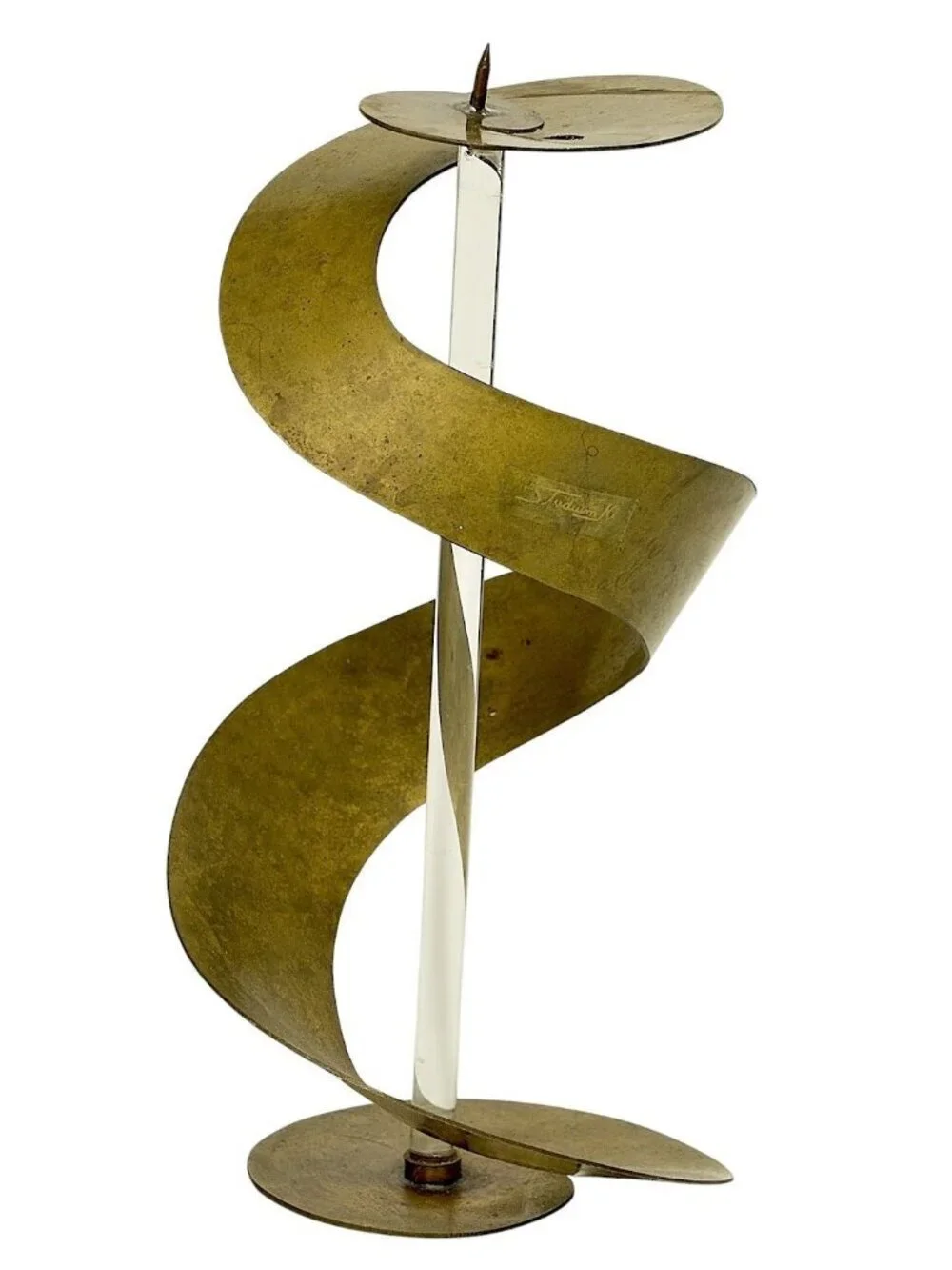 Vintage Studium Ki Candle Holder Sculptural Metal Glass Brutalist MCM Style 10